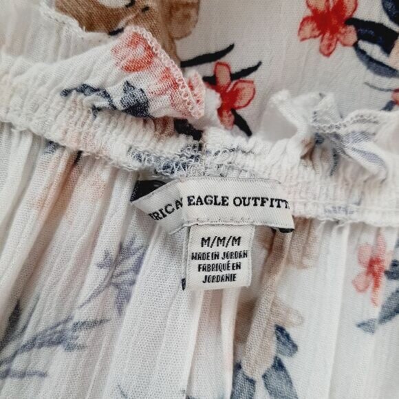 AMERICAN EAGLE | Off Shoulder Smocked Blouse Pin Striped Top Sz M - Picture 11 of 12